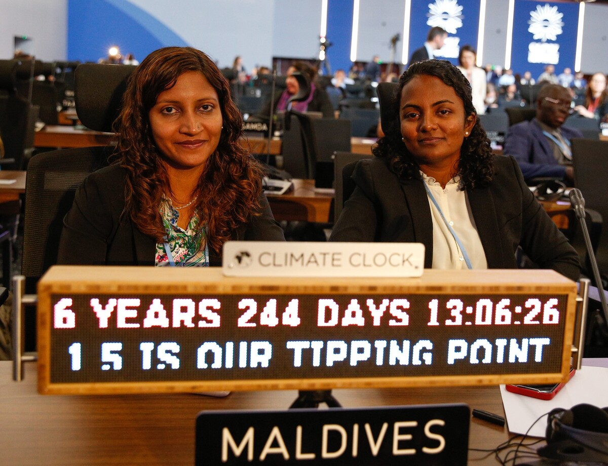 Keeping under a 1.5C rise in temperatures is critical to island states like the Maldives. Image Kiara Worth courtesy of UNFCCC.